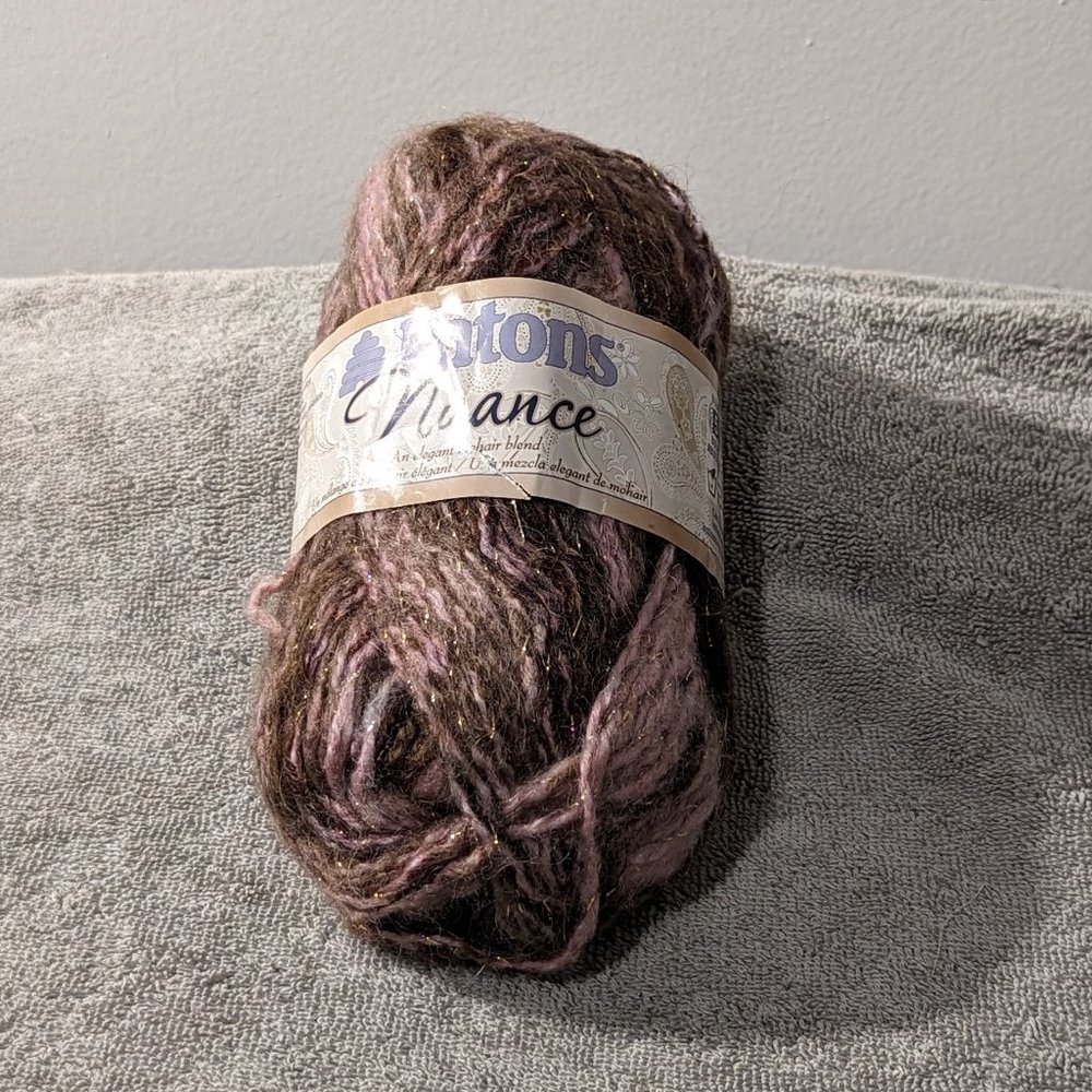 YARN Sparkly Soft Pink Brown Cedar Rose Patons Nuance DISCONTINUED FULL SKEIN